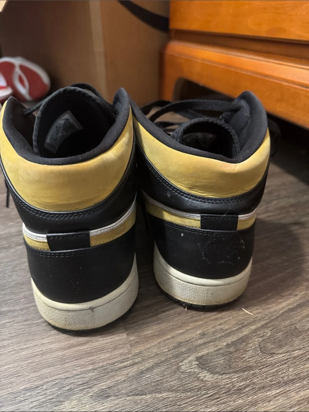 Jordan Black, White & Yellow High-Top Sneakers